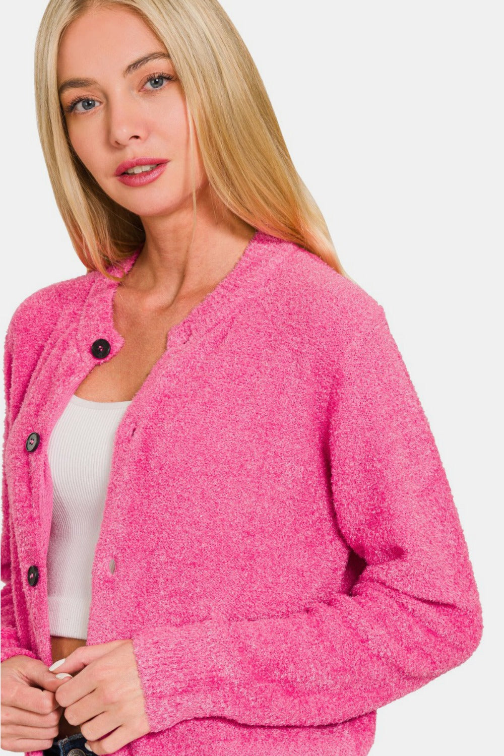 Zenana Fuchsia Cardigan