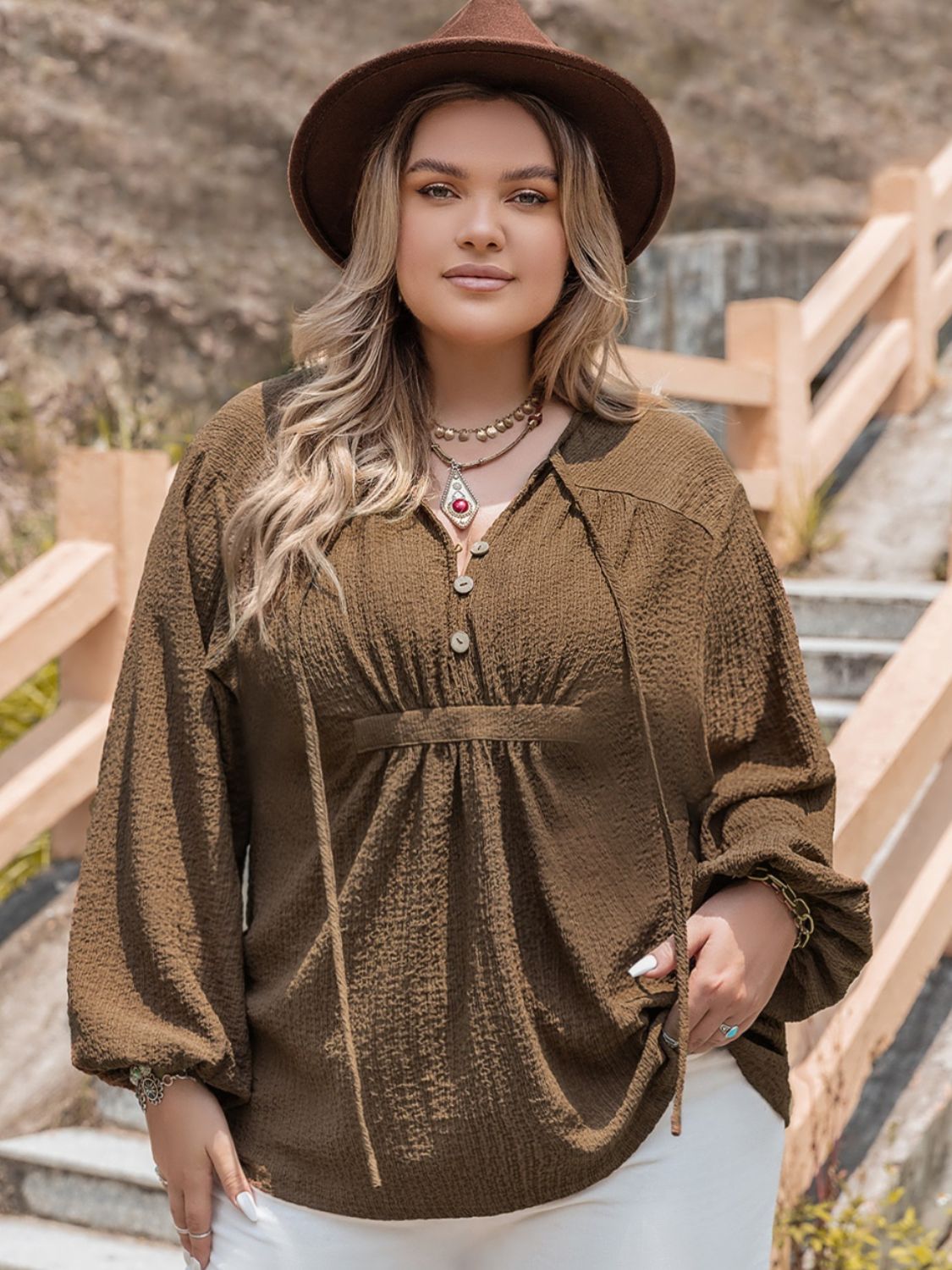 Plus Size Coffee Brown Top