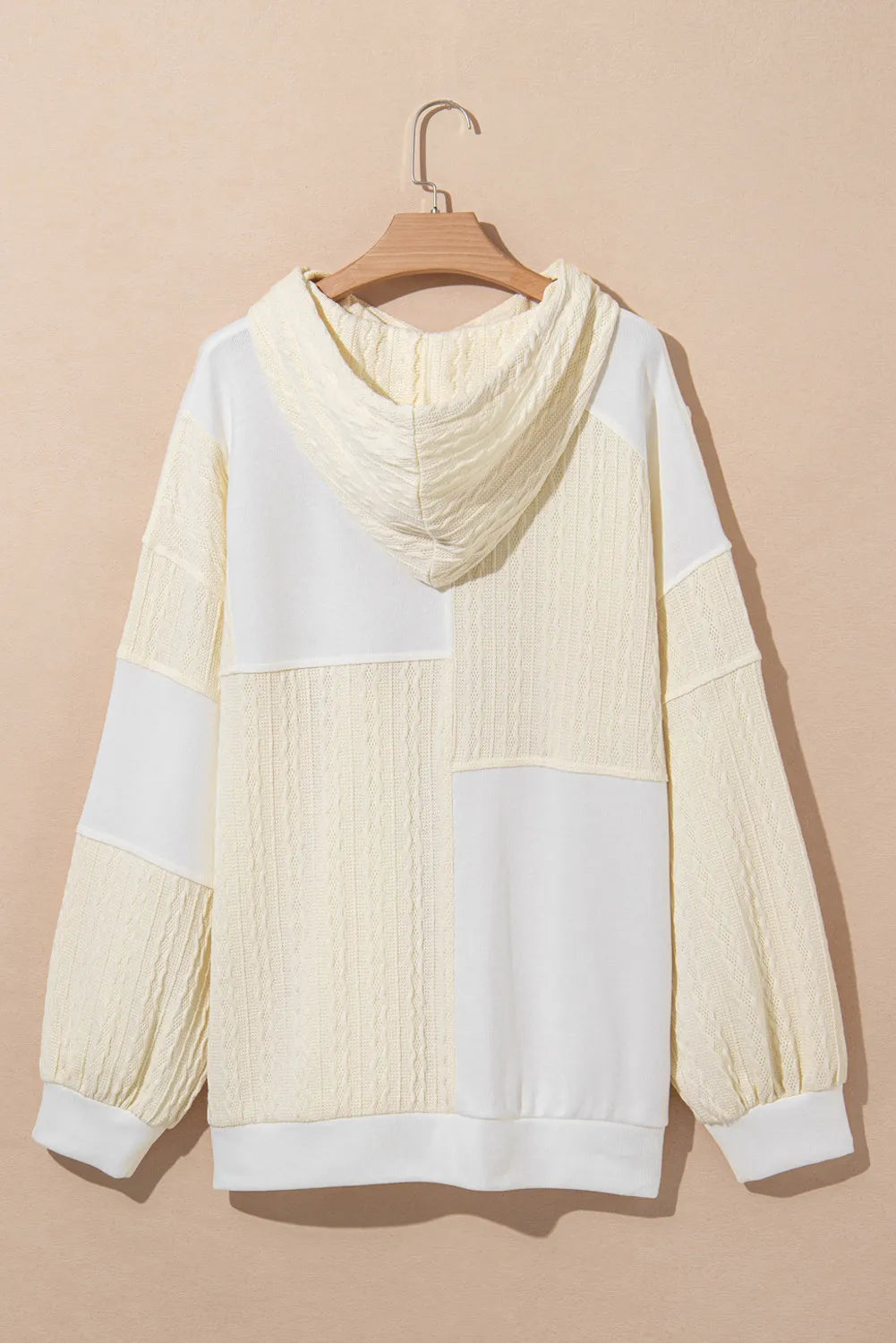 Plus Size Ivory Color Block Hoodie