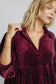 Umgee Polka Dot Button Up Top - Burgundy