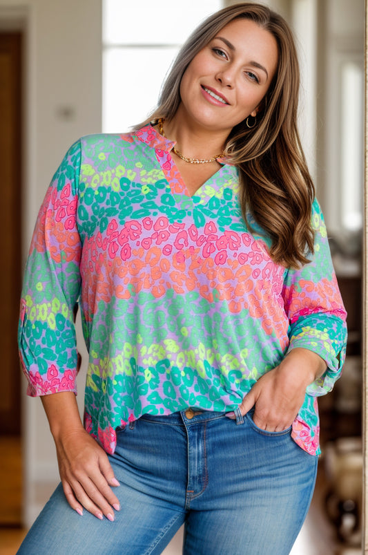 Plus Size Bright Leopard Top