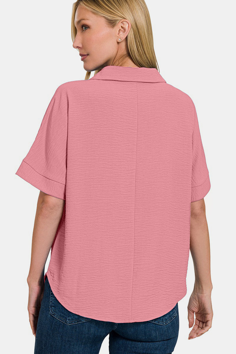 Zenana Textured Top - Light Rose