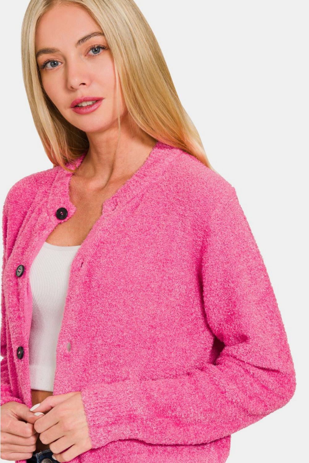 Zenana Fuchsia Cardigan