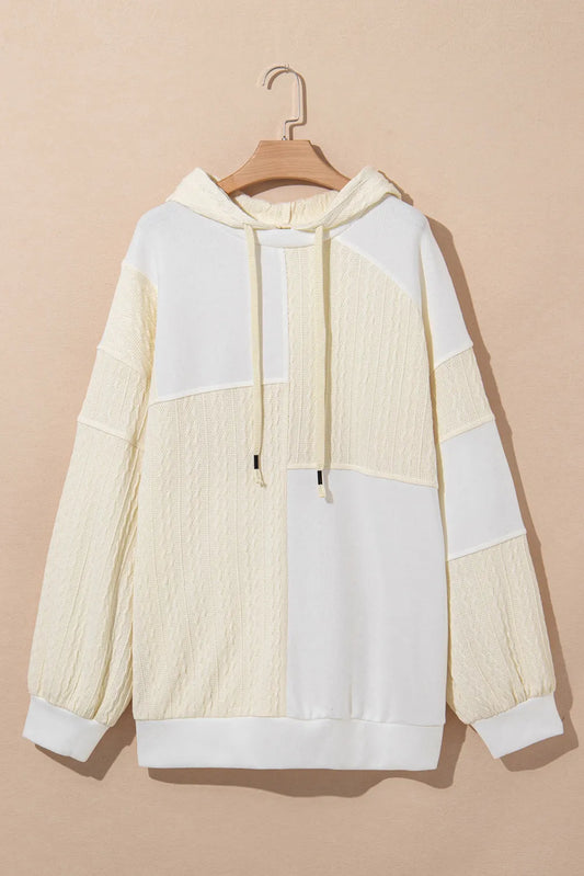 Plus Size Ivory Color Block Hoodie