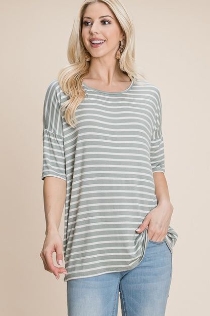 Sage Stripes Top