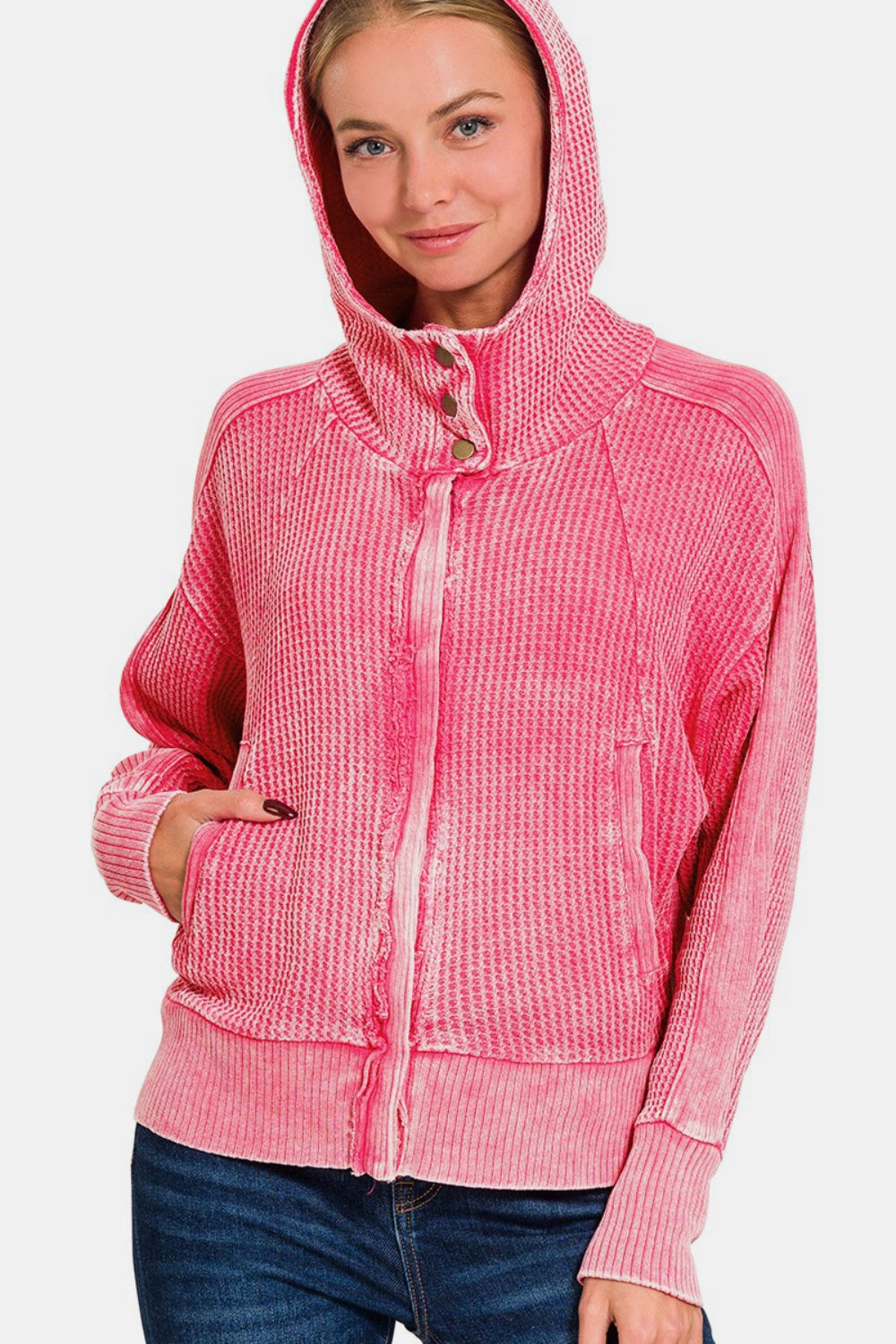 Zenana Fuchsia Hooded Jacket