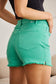 RFM Tummy Control High Waist Raw Hem Denim Shorts - Caribbean Green