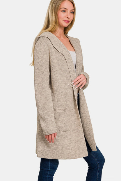 Zenana Hooded Cardigan - Mocha