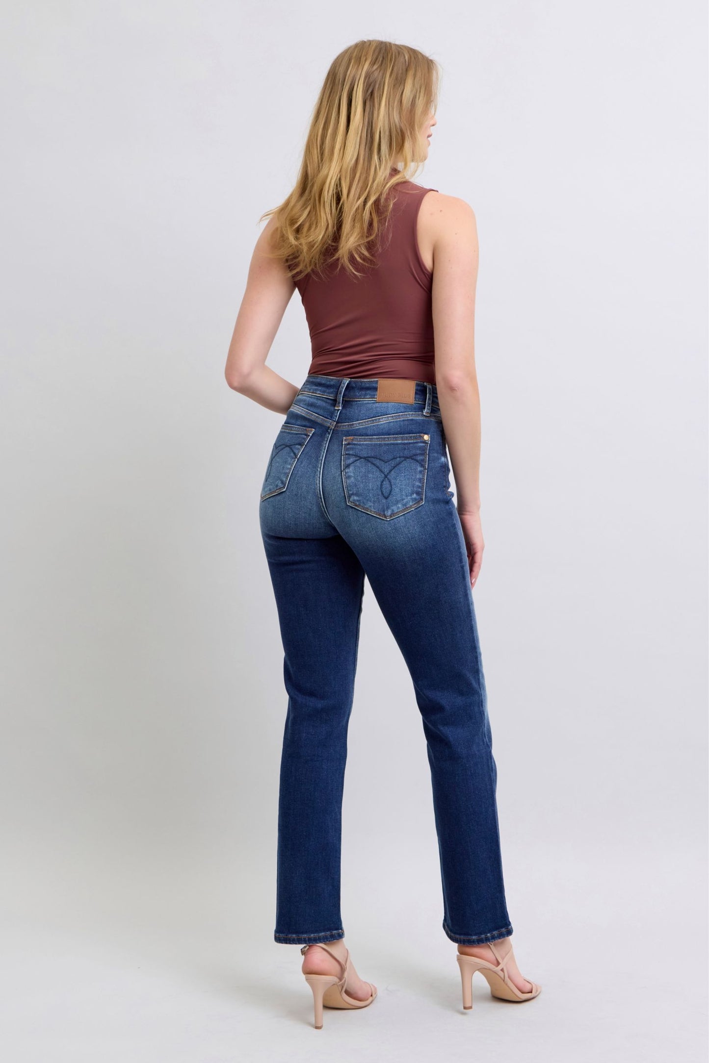 Judy Blue Straight Leg Jeans with Pockets - Dark Wash