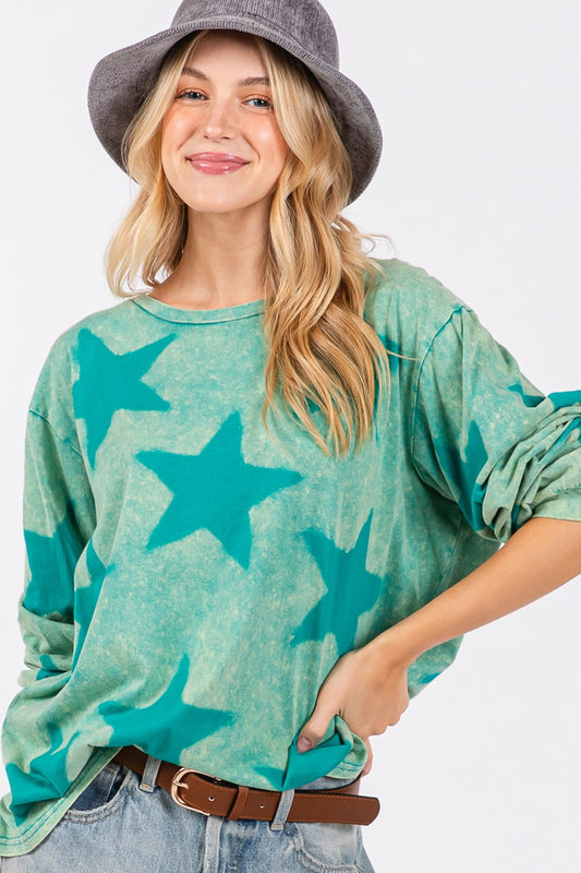 Turquoise Stars Top