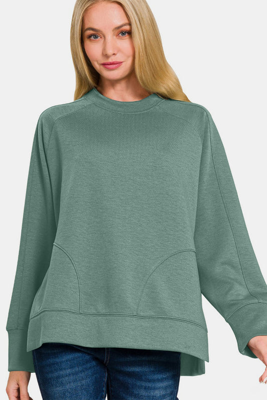 Zenana Scuba Sweatshirt - Ash Jade