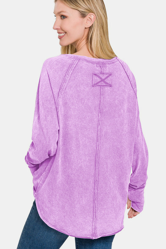 Zenana Lavender Thumbhole Top