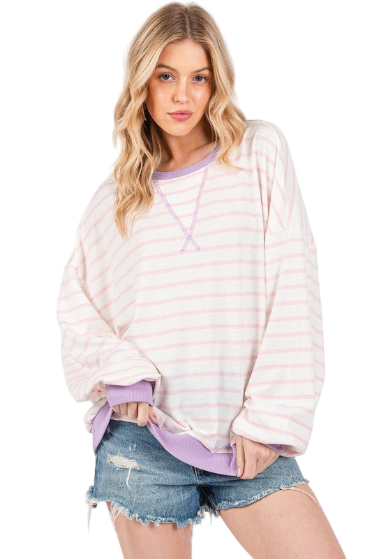 Stilwell Striped Sweatshirt - Blush Pink