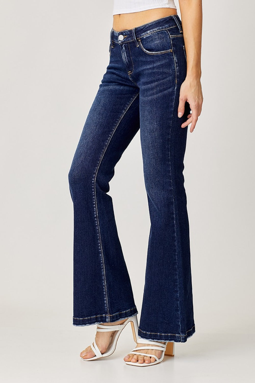 RISEN Low Rise Flare Jeans - Dark