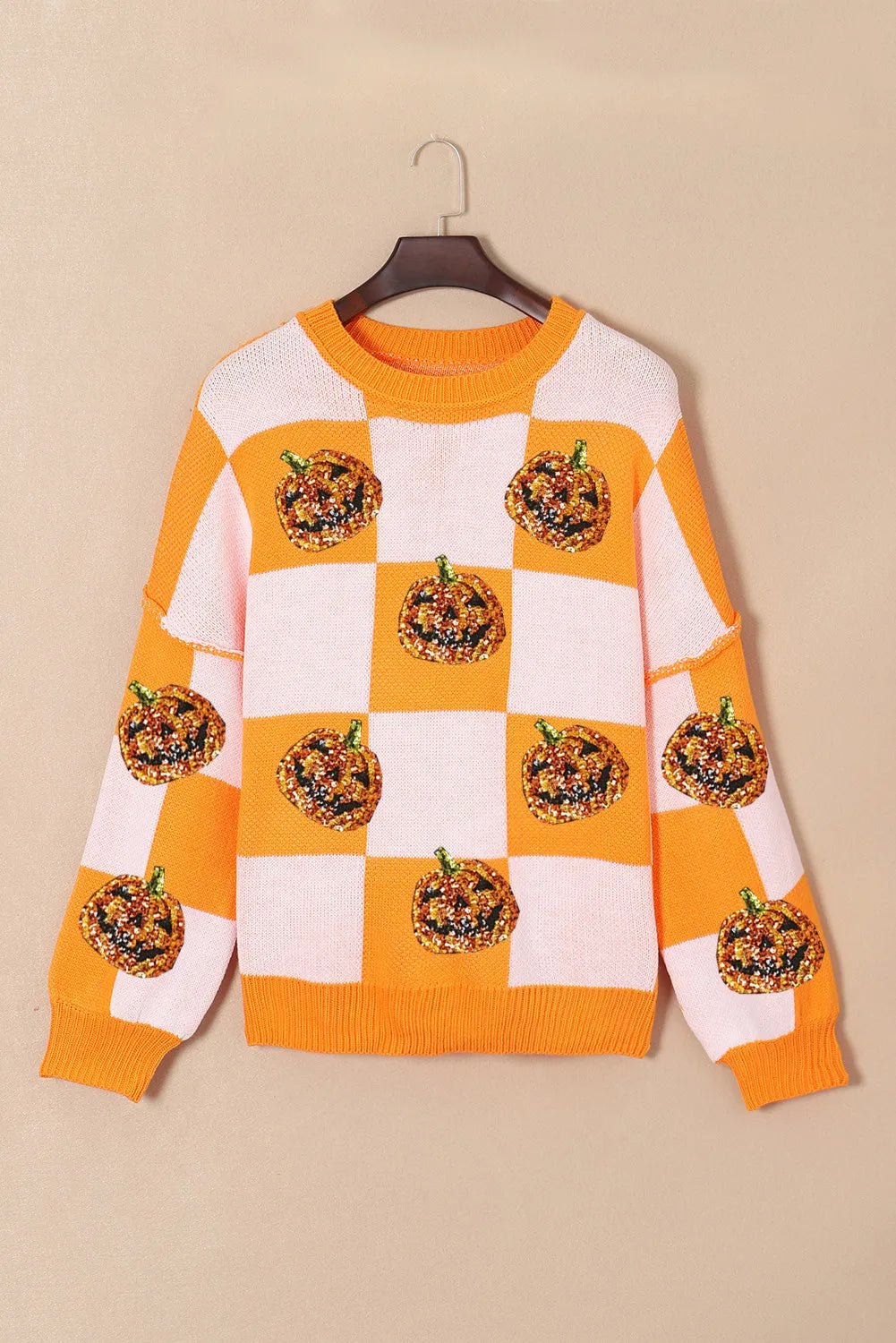 Pumpkin Checkered Sweater