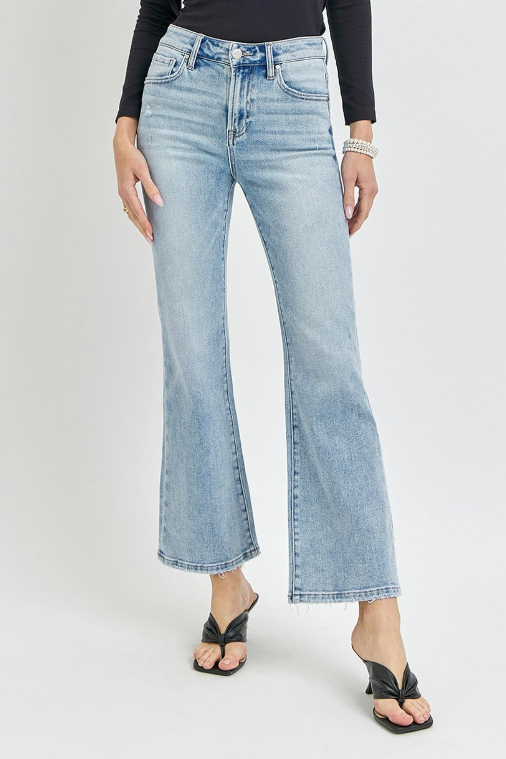 RISEN High Rise Ankle Flare Jeans - Light