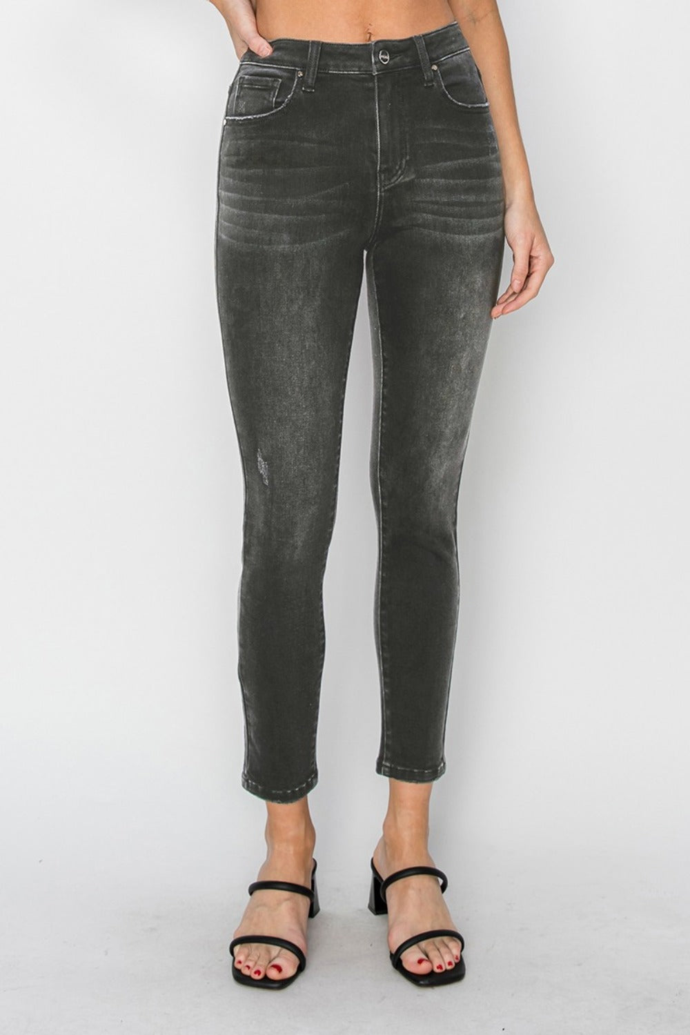 RISEN Black High Rise Ankle Skinny Jeans