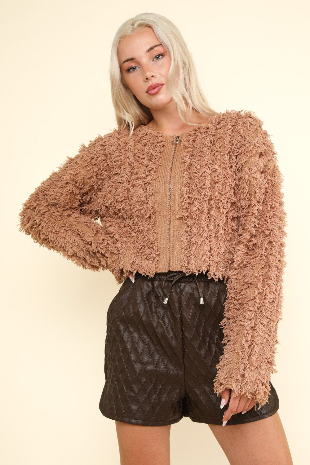 Shaggy Sweater Jacket - Mocha