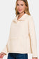 Zenana Turtleneck Half Snap Fleece Sweatshirt - Cream