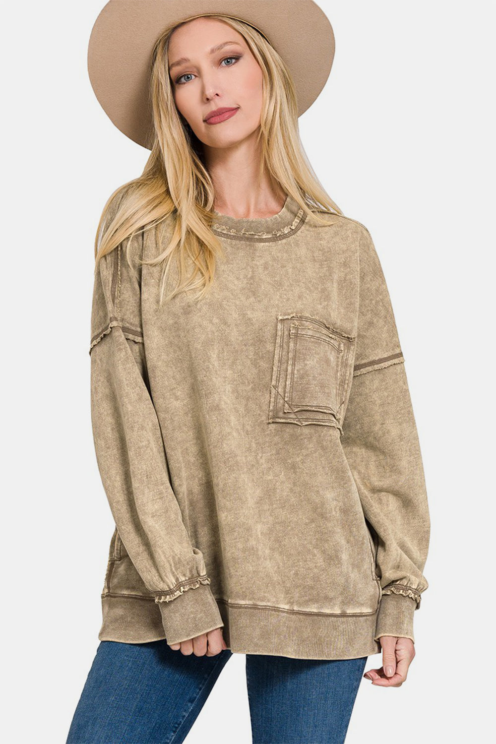 Zenana Oversized Mocha Sweatshirt