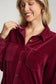 Umgee Textured Button Down Shirt Dress - Burgundy