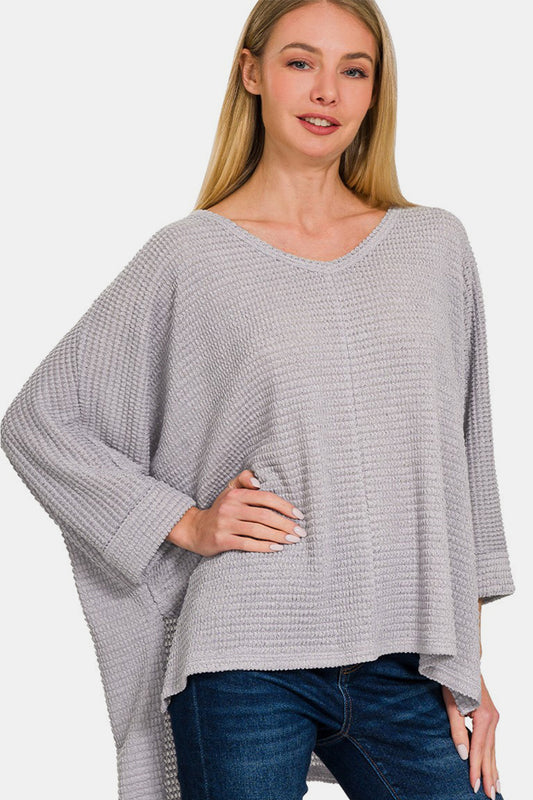 Zenana Grey Waffle Top