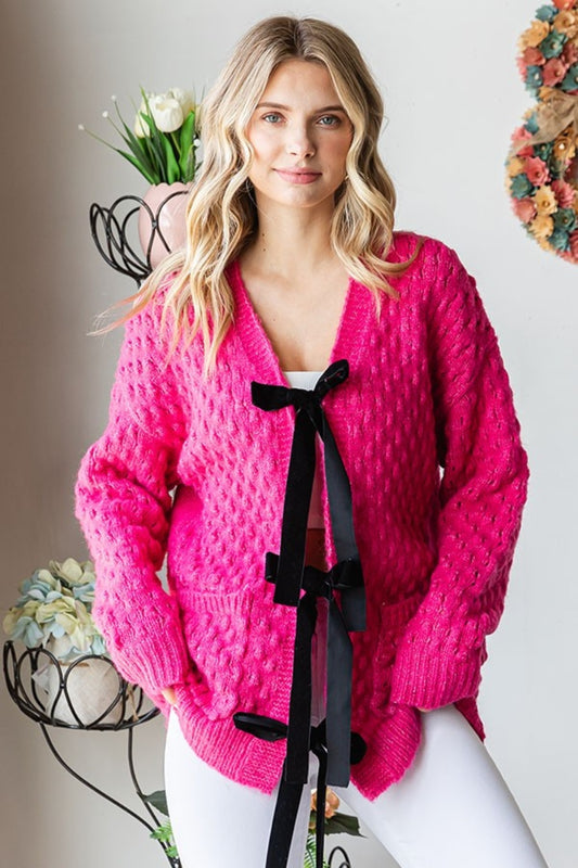 Tie It Up Cardigan - Deep Rose