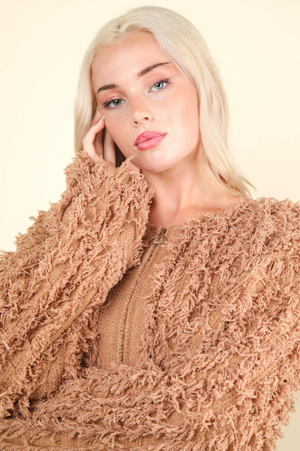 Shaggy Sweater Jacket - Mocha