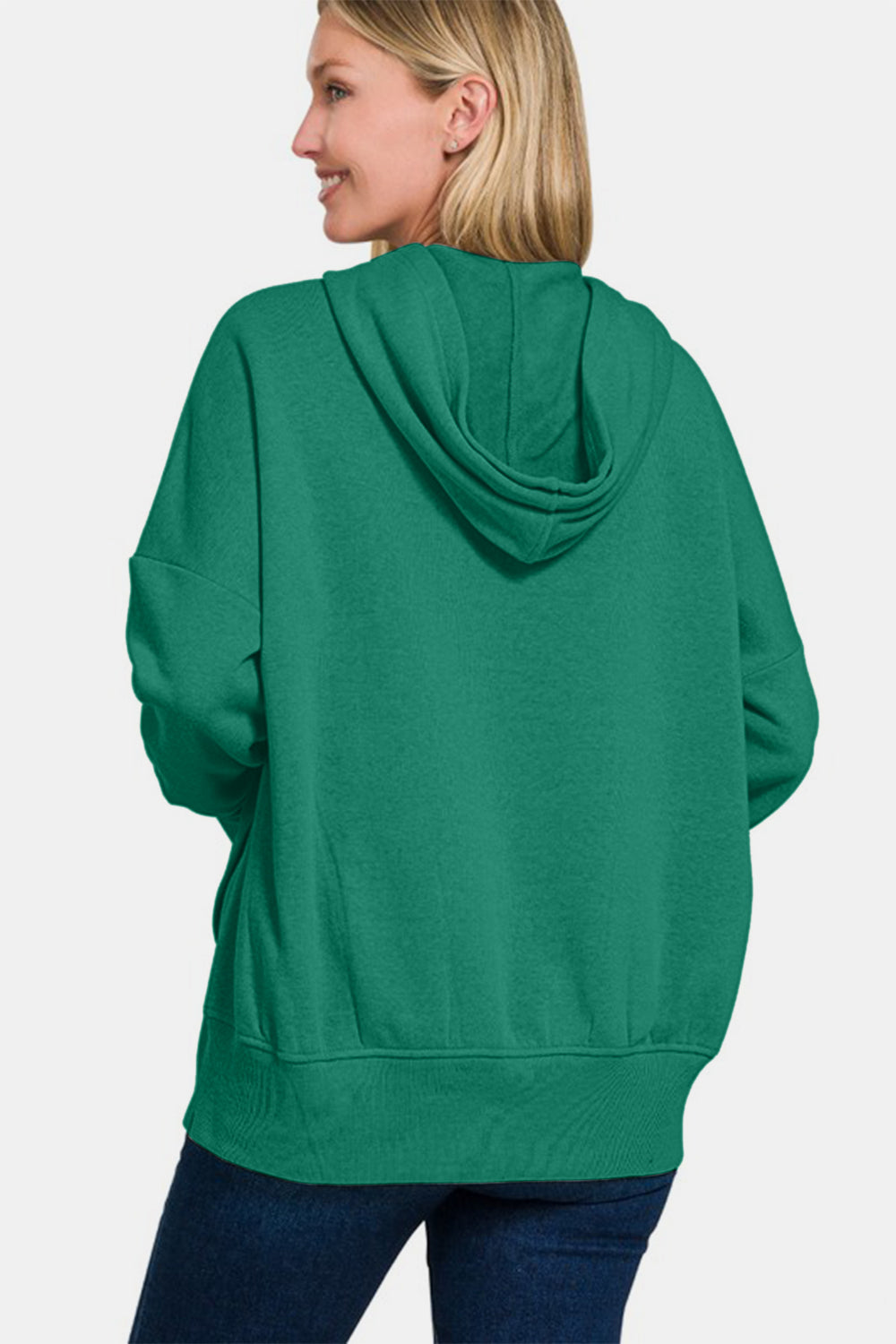 Zenana Dark Green Hoodie Sweatshirt