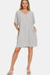 Zenana V-Neck Dress - Gray