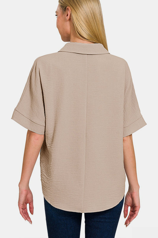 Zenana Textured Top - Ash Mocha