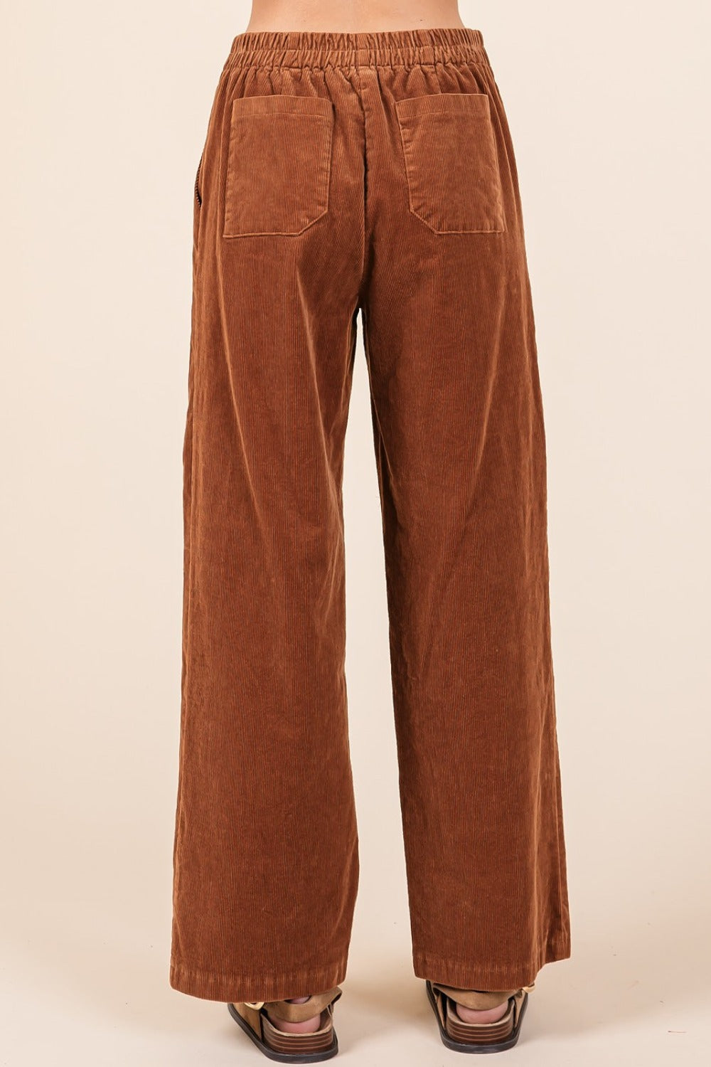 Mittoshop Corduroy Back Elastic Waist Pants - Camel