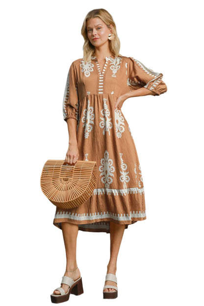 Umgee Mocha Midi Dress