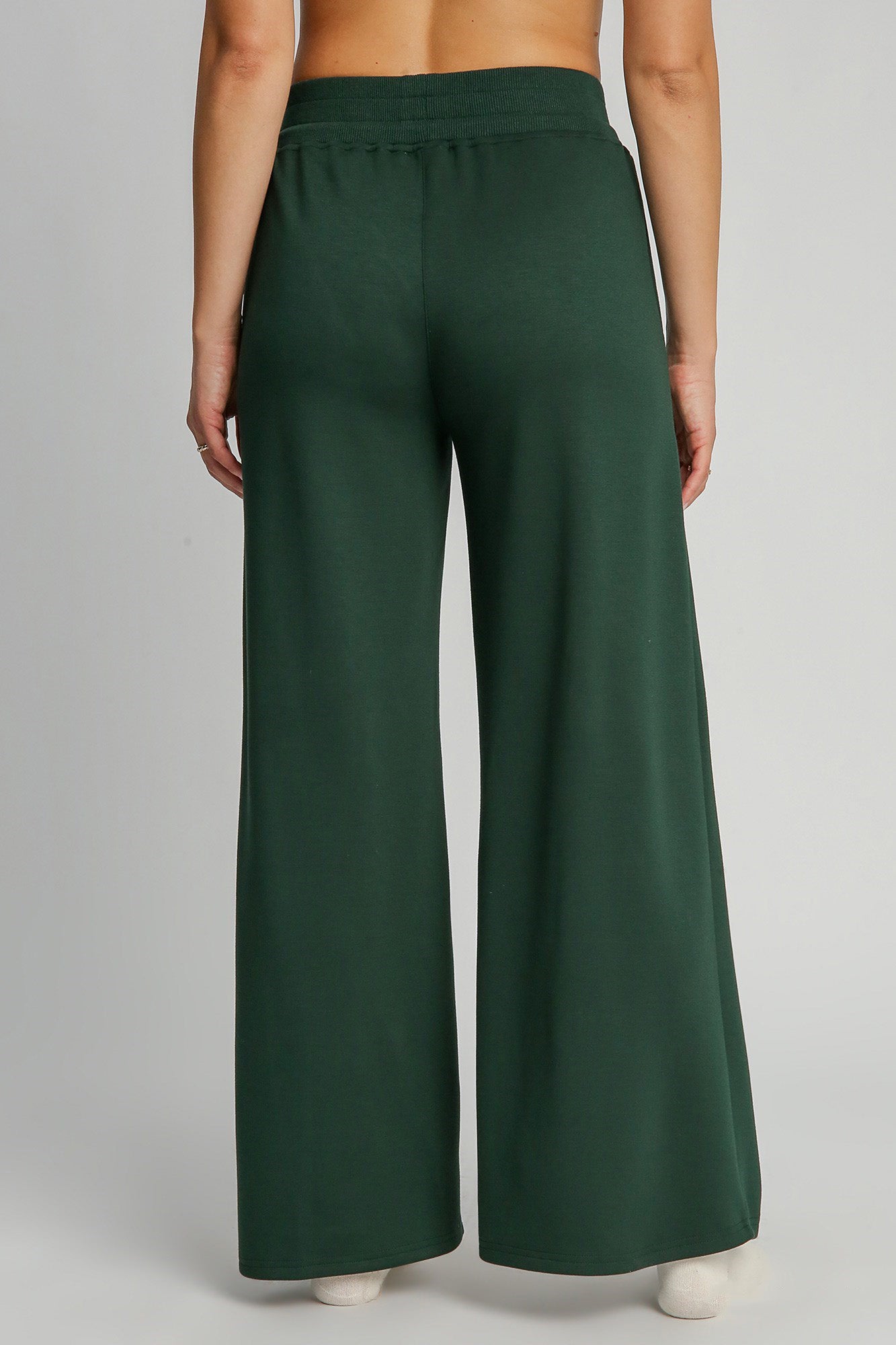 Umgee Drawstring Wide Leg Pants with Pockets - Evergreen