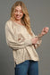 Umgee Wrinkled Lantern Sleeve Top - Tan