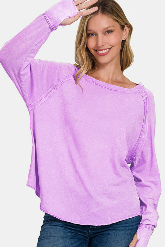 Zenana Lavender Thumbhole Top