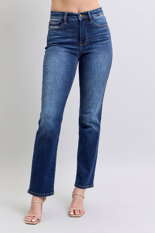 Judy Blue Straight Leg Jeans with Pockets - Dark Wash