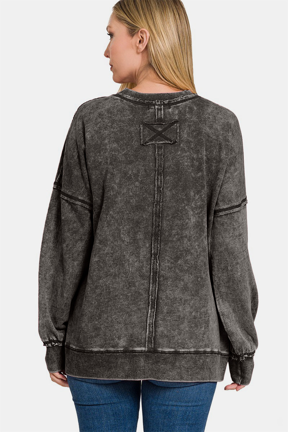 Zenana Oversized Ash Black Sweatshirt