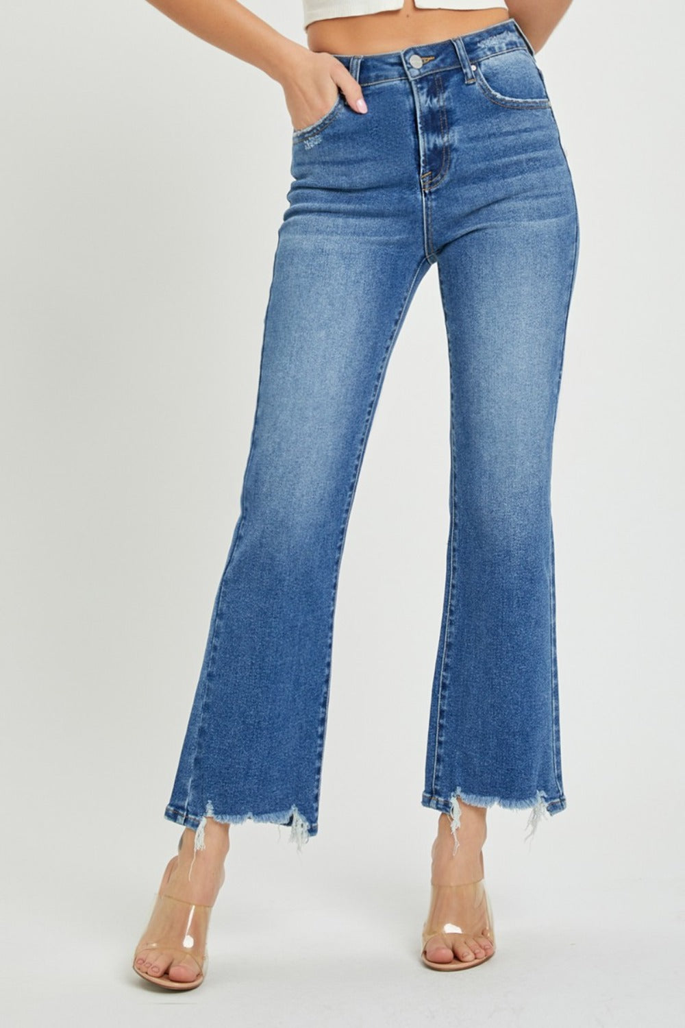 RISEN High Rise Straight Jeans - Dark