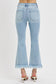 RISEN Raw Hem Distressed Cropped Flare Jeans