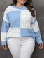 Plus Size Blue Checkered Sweater