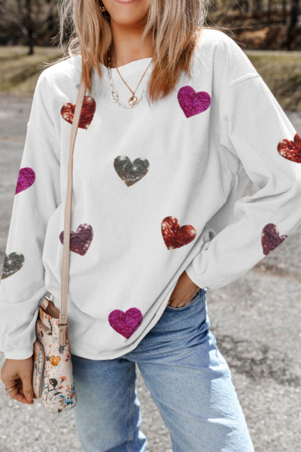 Sequin Hearts Sweatshirt