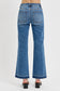 RISEN Raw Hem Ankle Bootcut Jeans - Medium Wash