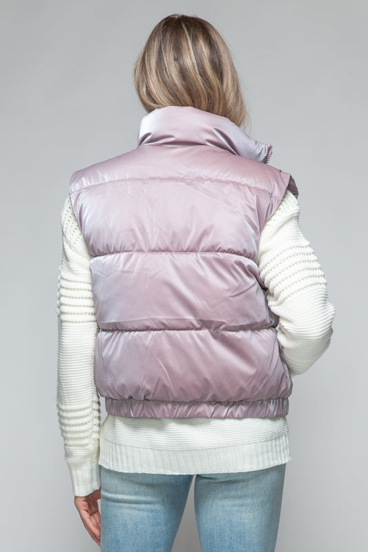 Get Puffy With It Vest - Dark Rose