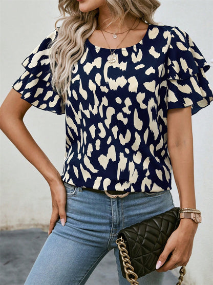 Navy Leopard Top