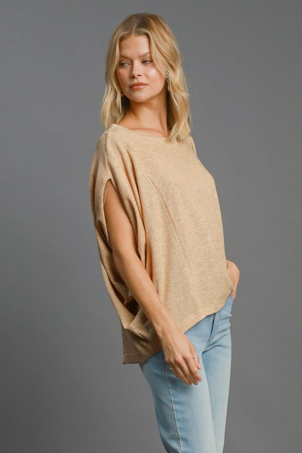 Umgee Batwing Sleeve Top - Tan