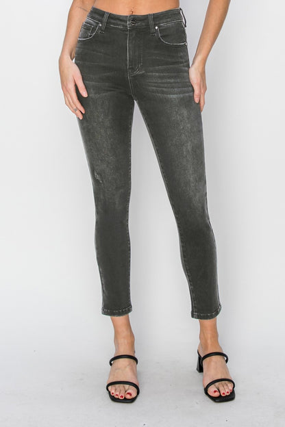 RISEN Black High Rise Ankle Skinny Jeans