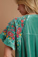 Umgee Velvet Embroidery Top - Turquoise