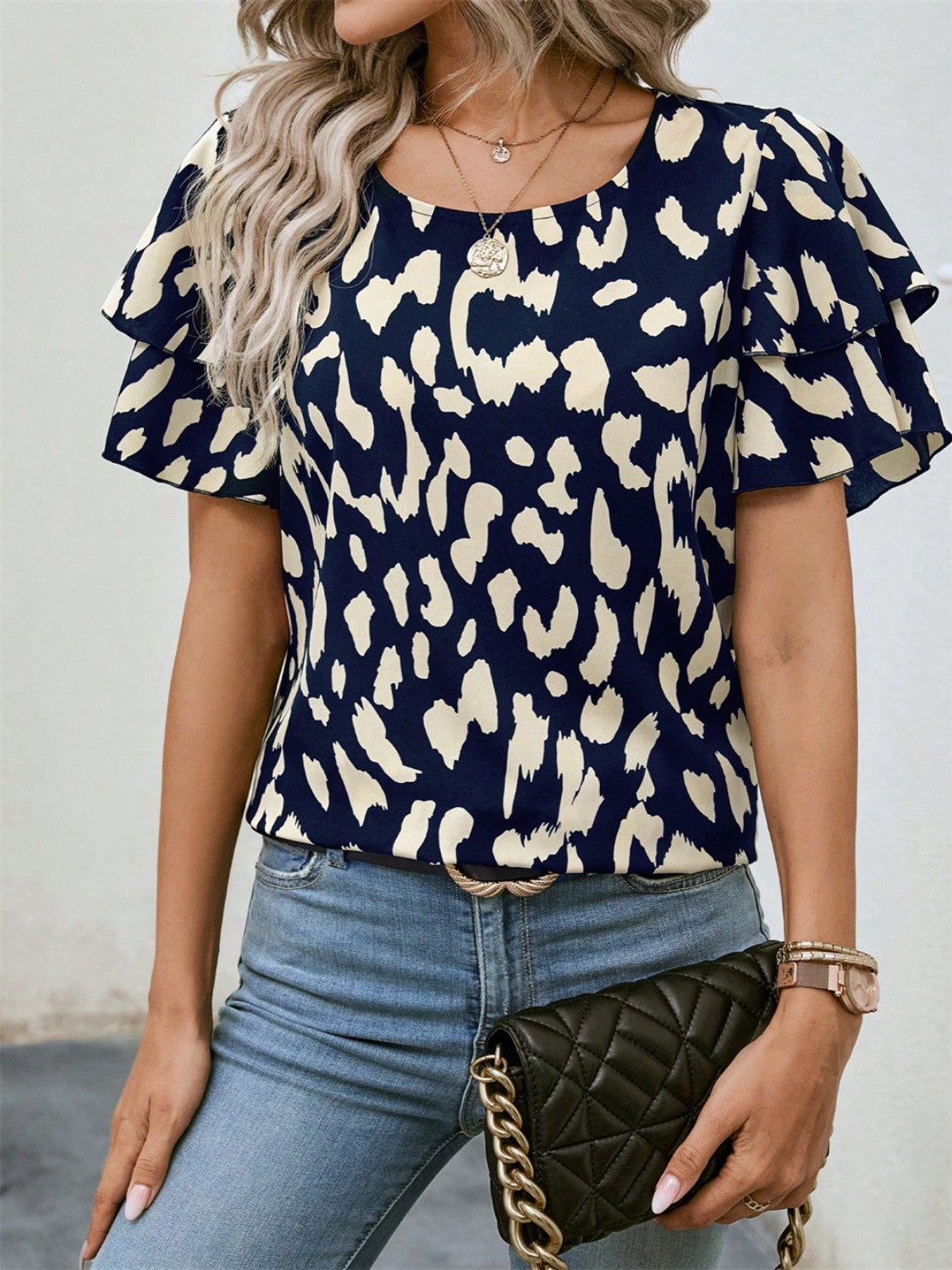 Navy Leopard Top