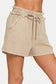 Zenana Frayed Hem Drawstring Shorts